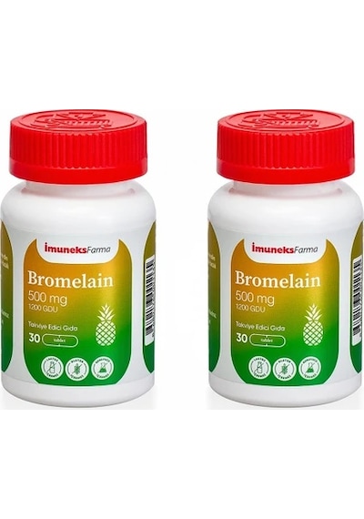 İmuneks Farma Bromelain 500 mg Takviye Edici Gıda 30 Tablet 2 Adet