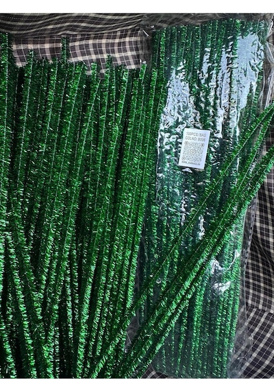 Yeşil Simli Renk Şönil Renk Kod B006 El İşi, Hobi Ve Çiçek Yapım Teli, , 1 Paket 100 Adet 30 Cm