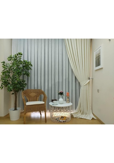 Evdepo Home Ekru Düz Renk Keten Fon Perde, Pilesiz Düz Dikim, Tek Kanat 60 X 270 Cm Çok Renkli