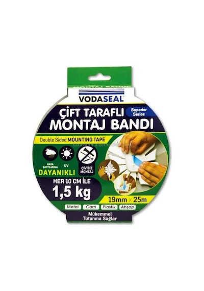 Vodaseal Çift Taraflı Bant 19 Mm X 25 Mt-345