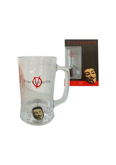 V For Vendetta 3D Rotating Mask Crystal Stein Bardak