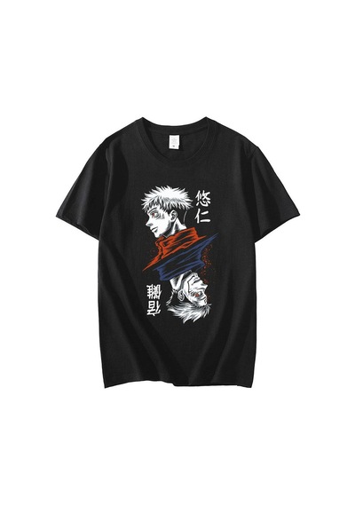 Sukuna Red - Blue Design Tişört Siyah