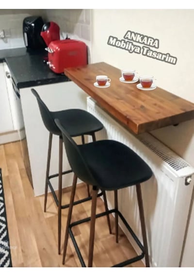 Biz Işıklar Ahşap Duvara Monte Bar Masası 40cmx100cm Çok Renkli