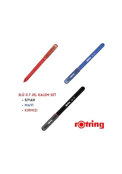 Jel Kalem 0.7 Mm, 3 Renk Set, Siyah Mavi Kırmızı 165-Koyu Yeşil