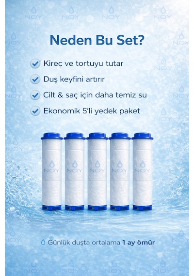 Filtreli Duş Başlığı Uyumlu Yedek Filtresi Kireç Kir Pas Önleyici 5 Adet Mavi