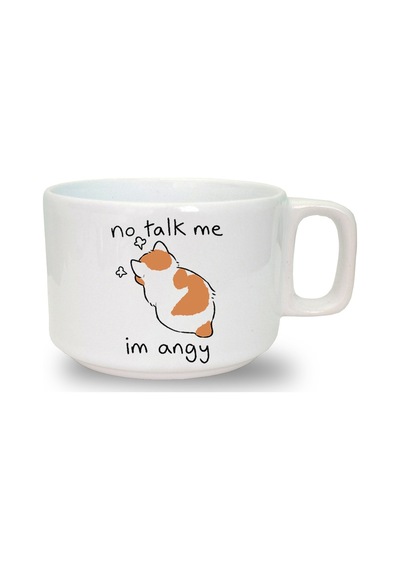 No Talk Me Im Angy Kedi Baskılı Seramik Beyaz Kupa 1