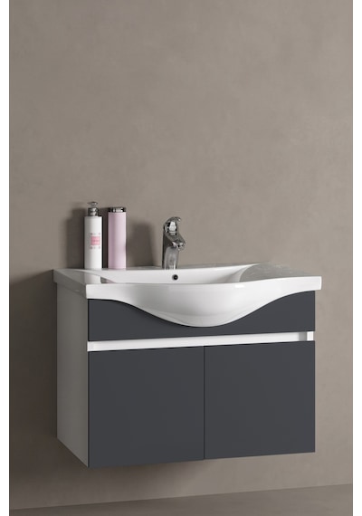 Yıldız 80 Cm Beyaz-antrasit Gri Mat Mdf Seramik Lavabolu Asma Banyo Alt Dolabı Beyaz - Antrasit Yıldız 80 Cm Beyaz-antrasit Gri Mat Mdf Seramik Lavabolu Asma Banyo Alt Dolabı Beyaz - Antrasit