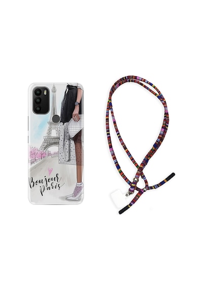 General Mobile Gm21 Plus Kılıf Rasta Boyun Askılı Yeşil Mermer