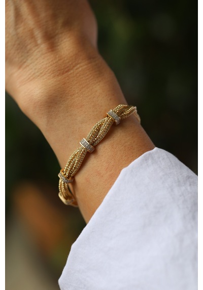 14 Ayar Altın İtalyan Örme Zincir Bileklik - Blk57579 Sarı Altın