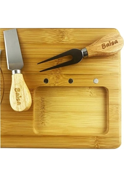 Bambu Bıçaklı Peynir Sunum Seti-lüx Kahvaltı Sunum Tabağı Seti 38x20 Cm Ps3819 Kahverengi