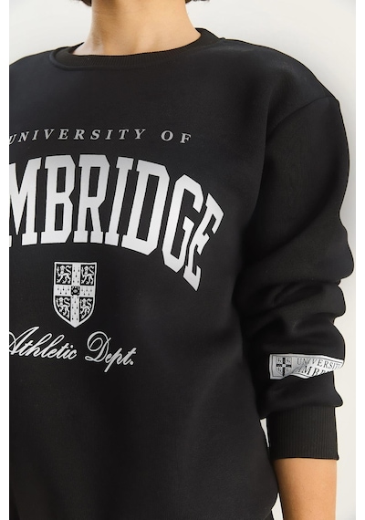Shade Kadın Bisiklet Yaka Baskılı Üç İplik Şardonlu Basic Sweatshirt 6067 60283619 - Siyah