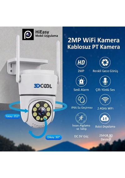 3dcool 3d-1100wf Hieasy Fullhd 1080p Pt Harekete Duyarlı Wi-fi Kablosuz Kamera