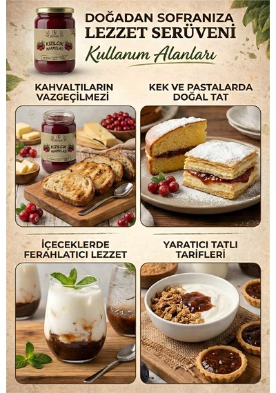 Şifakür Kızılcık Marmelatı Şeker İlavesiz Doğal Geleneksel Kahvaltılık 850g