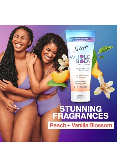 Secret Whole Body Peach + Vanilla Blossom Alüminyumsuz Tüm Vücut Krem Deodorant 85gr