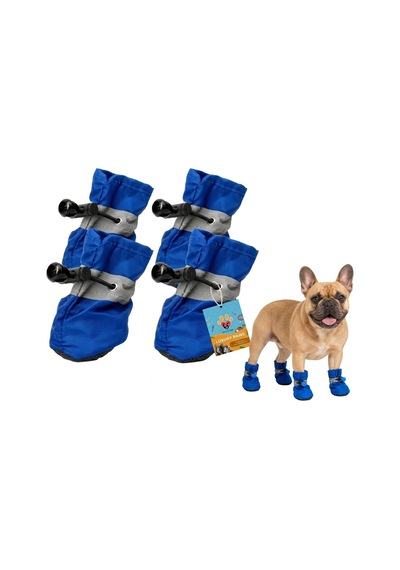 Patibon Su Geçirmez Köpek Botu 4 Lü Set - Yansıtıcı Şeritli & Kaymaz Taban Xs 1 Beden Lacivert