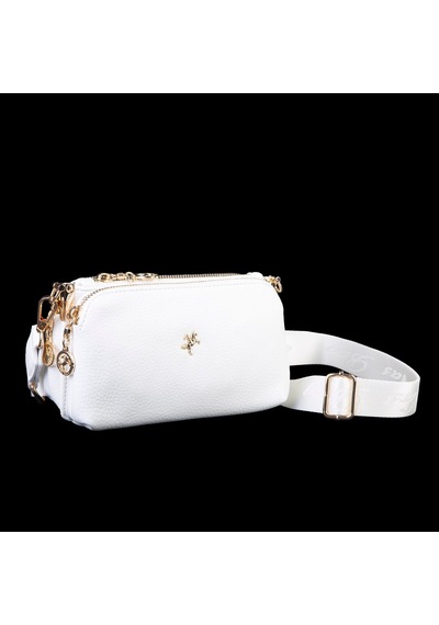 Nas Bag Mini Boy Kadın 3 Gözlü Çapraz Çanta En 18 Cm Boy 11 Cm Beyaz Lopez