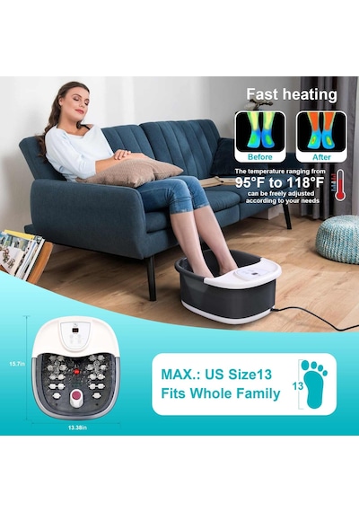 Ecarbme Isı Kabarcıkları Ve Titreşim Masajı Ve Jetleri İle Ayak Spa Banyosu Masajı, 453.6g Çay Ağacı Yağı Ayak Islatma Epsom Tuzu, 22 Silindirli Ayak Sağanak, Hızlı Isıtma, Ayarlanabilir Sıcaklık Ecarbme Isı Kabarcıkları Ve Titreşim Masajı Ve Jetleri İle Ayak Spa Banyosu Masajı, 453.6g Çay Ağacı Yağı Ayak Islatma Epsom Tuzu, 22 Silindirli Ayak Sağanak, Hızlı Isıtma, Ayarlanabilir Sıcaklık