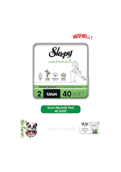 Sleepy Natural Ultra Hassas Hijyenik Ped Uzun 40 Adet Ped Ve Rosıe