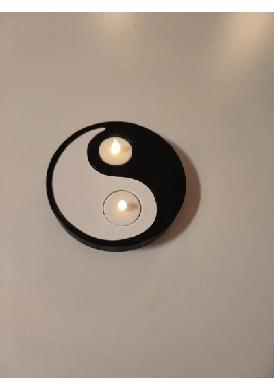 En-cag Yin Yang Tealight Mumluk İki Parçalı Siyah Beyaz Dekoratif Mum Tutucu Bss