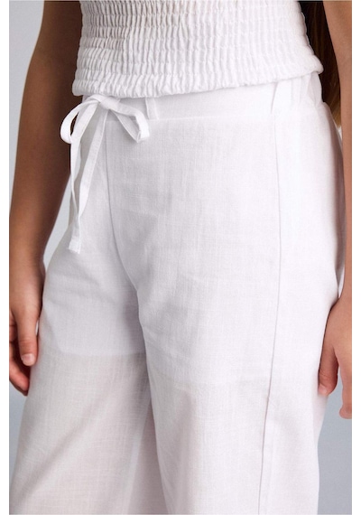 Defacto Barrel Fıt Poplin Beyaz Pantolon Kız Çocuk I0430a826hswt34 Beyaz-wt34