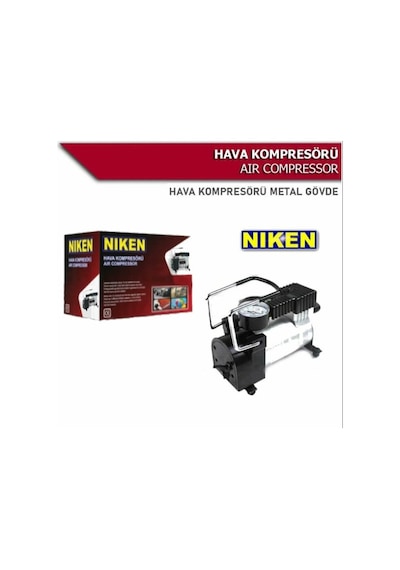 Niken Araç Oto Hava Kompresörü Metal Gövdeli Gri 12v