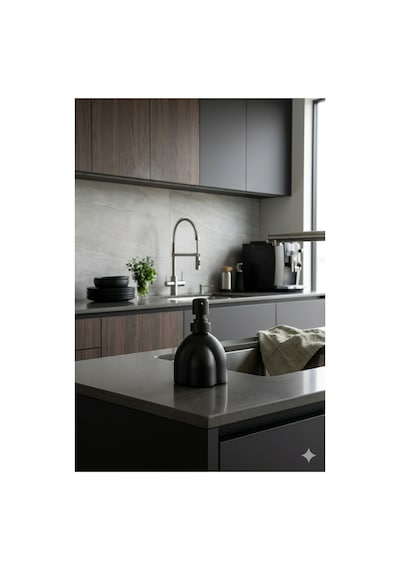 Modern Kabartmalı Cam Sıvı Sabunluk, Mat Minimal Dekoratif Tasarım, 250 Ml, 14 X 9 X 5,5 Cm Siyah