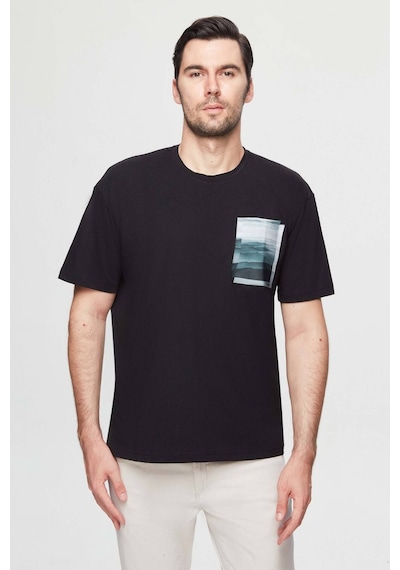 D's Damat Oversize Siyah Baskılı %100 Pamuk T-shirt 2EC14ORT05210 Siyah