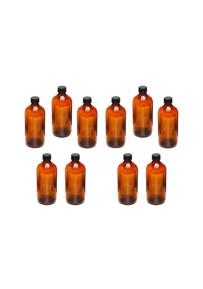 10 Adet 500 Ml Siyah Plastik Kapaklı Amber Kahverengi Cam Şişe Çok Renkli