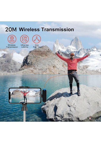 Novstrap Kablosuz Yaka Mikrofonu Lightning Girişli İphone İle Uyumlu Dahili Bataryalı Şarj Kutusu