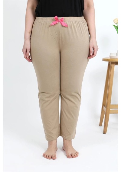 Mtm My The Mall Kadın Pamuklu Büyük Beden Alt Pijama Bej Bej