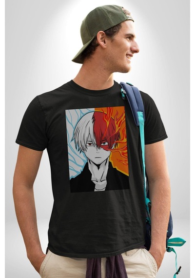 My Hero Academia Boku Anime Unisex Unisex Siyah Organik Baskılı T-shirt Penye Yüksek Kalite Siyah