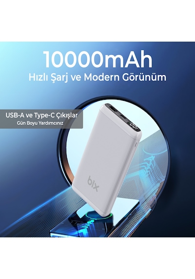 Bix Bxpb107 10000mah 20w Pd Type-c Usb Scp 22.5w Powerbank Beyaz