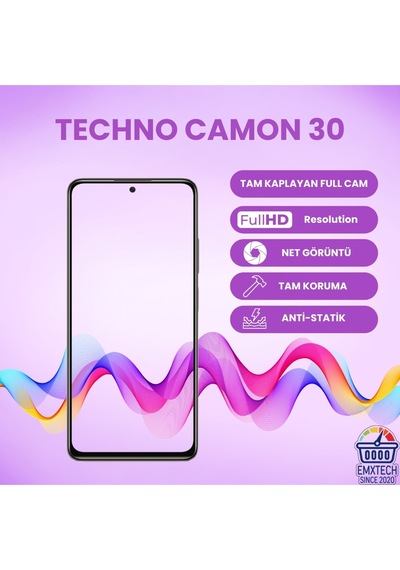 Tecno Camon 30 Uyumlu Tam Kaplayan Antistatik Kırılmaz Cam