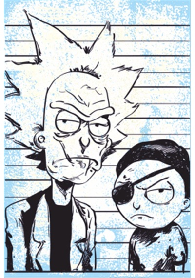free rick ve morty retro ahşap poster