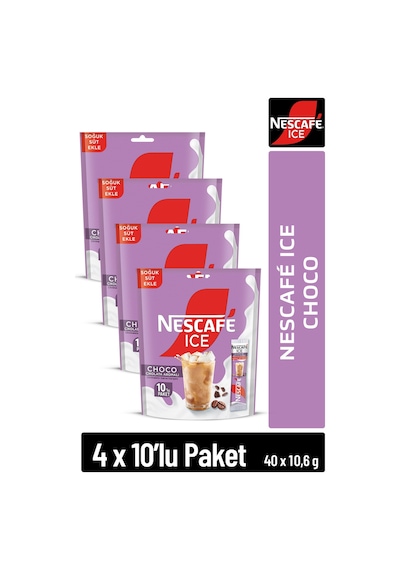 Nescafe Ice Choco Çikolata Aromalı Çözünebilir Kahve 10,6g 10'lu Paket 10x4 Diğer