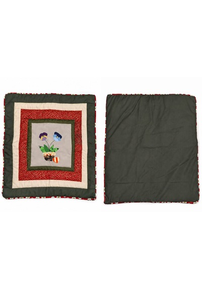 Poplin Pamuklu Kırkyama Patchwork Dekoratif Kırlent Kılıfı 45x45 Cm Çimen Yeşili