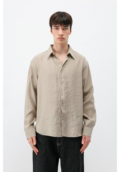 Vamos Modal Kumaş Oversize Gömlek Bej
