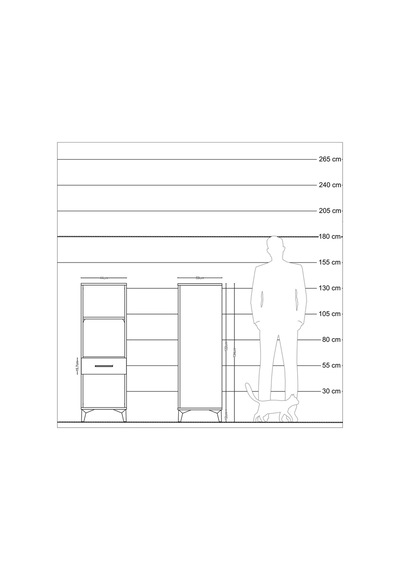 Kronos Dolap 2 Raflı Tek Çekmeceli 44x59x134 Aytaşı-çam Aytaşı