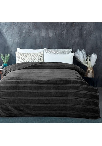 Evlen Home Mayer Supersoft Yumuşak Tek Kişilik Battaniye Yatak Örtüsü 150x230 Cm Antrasit Antrasit