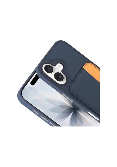 Apple Uyumlu iPhone 17 Kılıf Kartlıklı X-kart Silikon Kılıf Lacivert