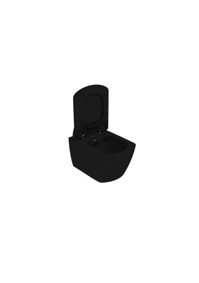 Creavit Eg321 Elegant Rim-off Kanalsız Duroplast Yavaş Kapanan Klozet Kapaklı Kömür Karası Mat Siyah Set Mat Siyah