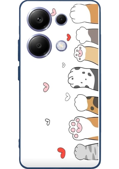 Poco X7 Pro Uyumlu Kedi Harekatı Patileri Baskılı Silikon Kılıf Renkli