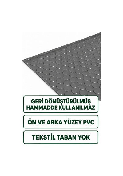 Hortumtech Paralı Paspas Pvc Zemin Kaplama Garaj Depo Atölye Araç İçi Ofis 2,2 Mm - Gri 120 X 80 Cm