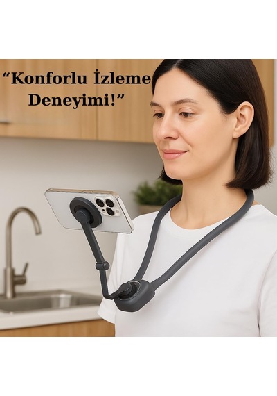 Esnek Boyun Askılı Telefon Tutucu Manyetik Uyumlu, 360 Dönebilen Ayarlanabilir Stand Eller Serbest Video İzl Genel