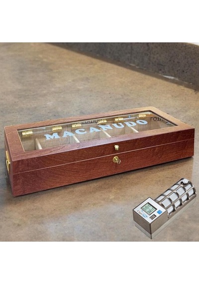 Lubinski İtaly Macanudo Camlı Humidor Puro Kutusu Kahve 200's Cigarspa Elektronik Nemlendirme