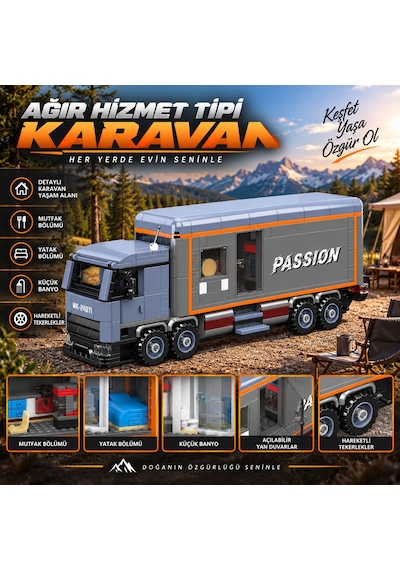 Mould King 24071 Ağır Hizmet Tipi Karavan Yapım Seti 615 Parça