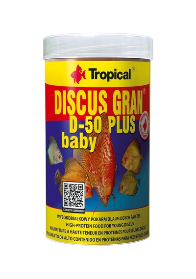 Discusgran D-50 Plus Baby Yavru Discus Balıkları İçin Renklendiricigranül Balık Yemi 250 Ml 130gr