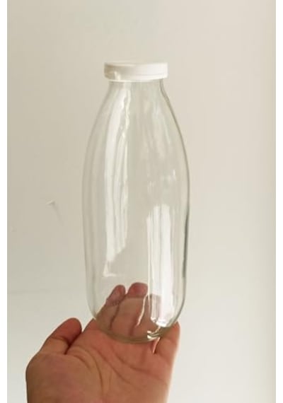 1000 Ml Şeffaf Sürahi Süt, Ayran, Su, Limonata, Meşrubat Şişesi 1000 Cc Yırtmalı Kapaklı Cam Şişe 6 Adet 6,