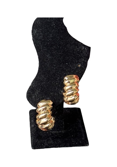 Gold Burgulu Halka Çelik Küpe Sarı