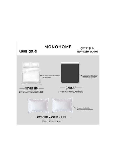 Monohome 1605 Yılbaşı Süsü Merry Christmas 3D Pamuk Lastiksiz Çift Kişilik Nevresim Takımı Çok Renkli